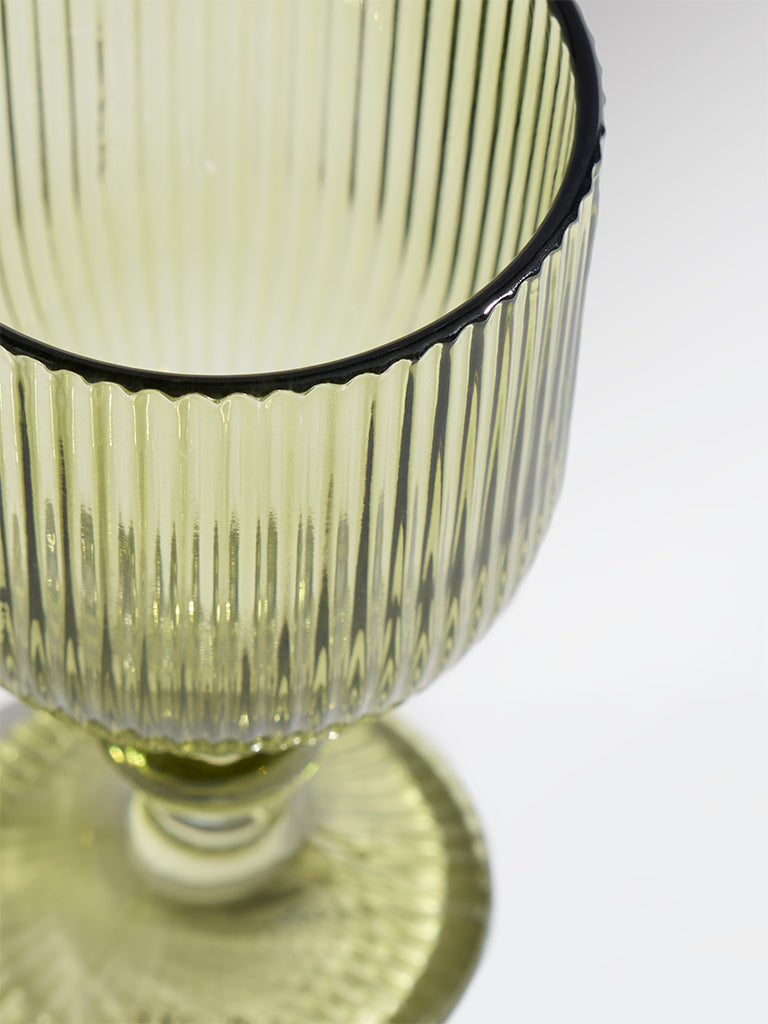 Westside Home Green Ribbed-Textured Wine Glass