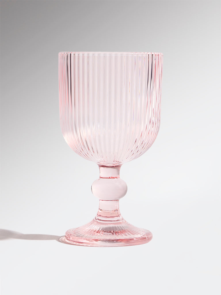 Westside Home Pink Ribbed-Textured Wine Glass