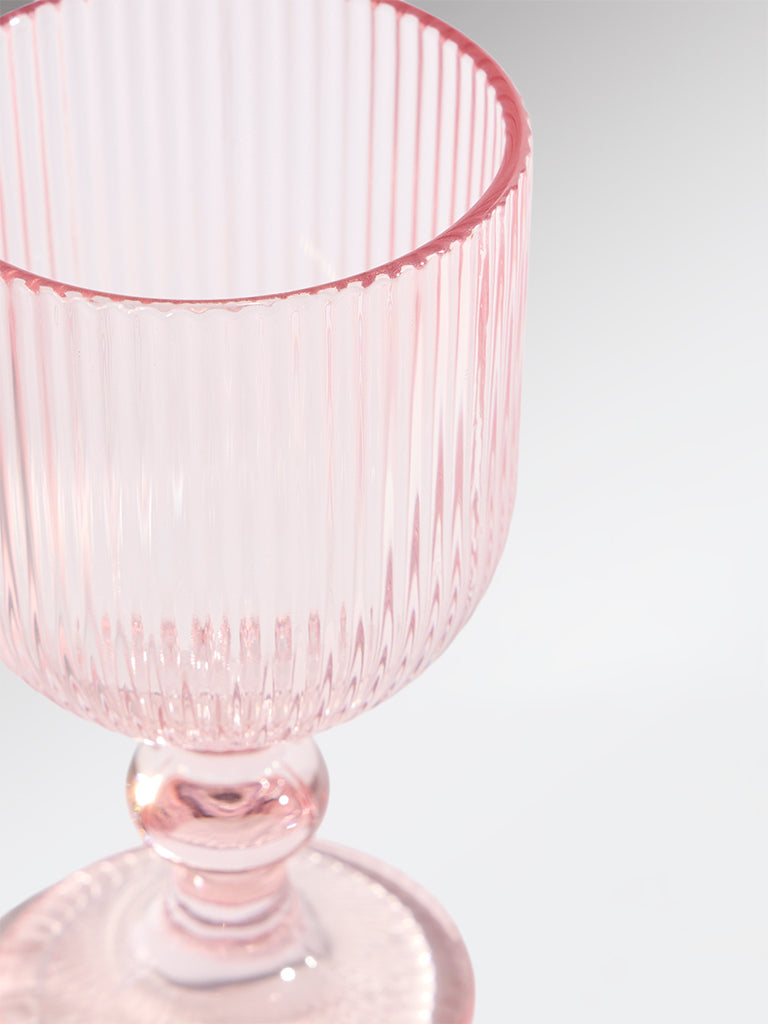 Westside Home Pink Ribbed-Textured Wine Glass