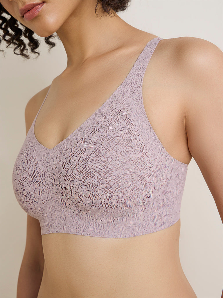 Wunderlove Beige Lace Detailed Invisible Padded Bra