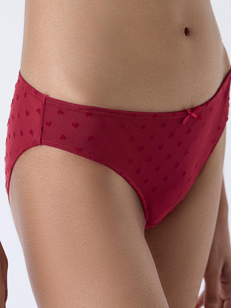 Superstar Red Mesh Detailed Bikini Briefs
