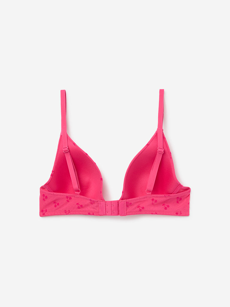 Superstar Pink Printed Underwired Mesh Bra