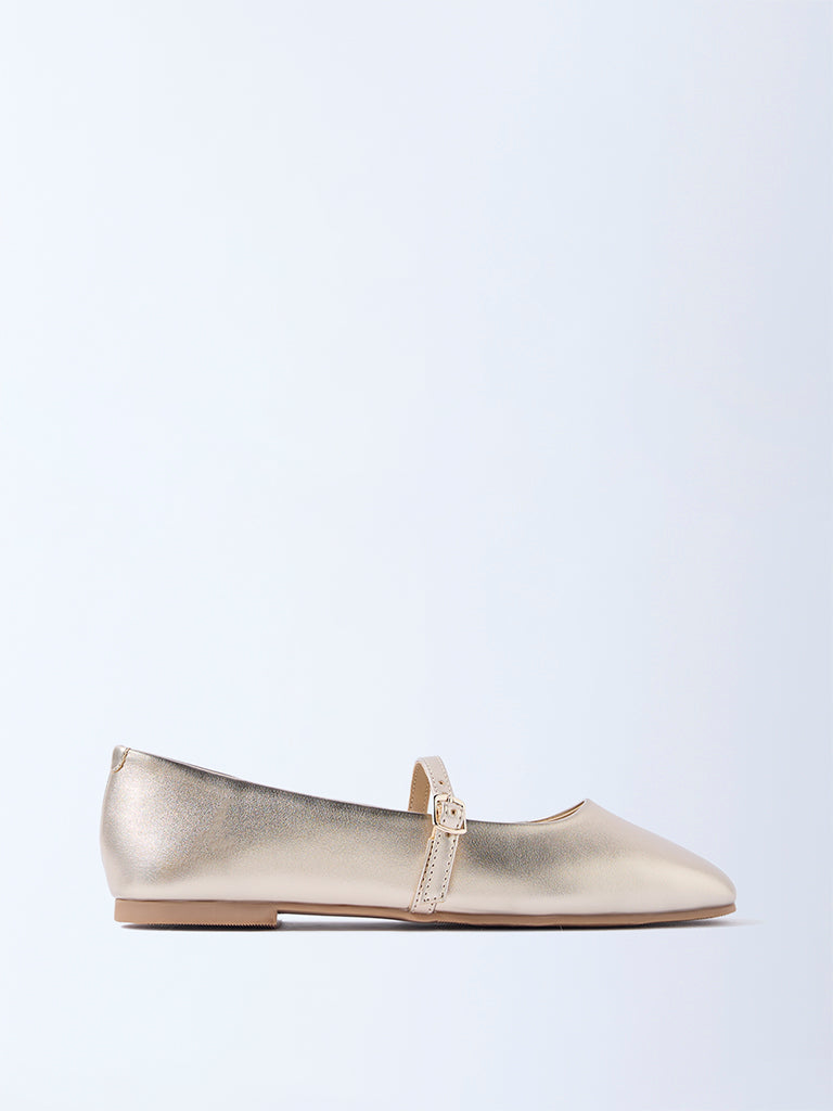 LUNA BLU Gold Solid Mary Jane Shoes - Exclusive