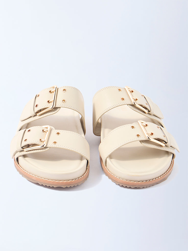 LUNA BLU Ivory Buckle-Detailed Comfort Sandals - Exclusive