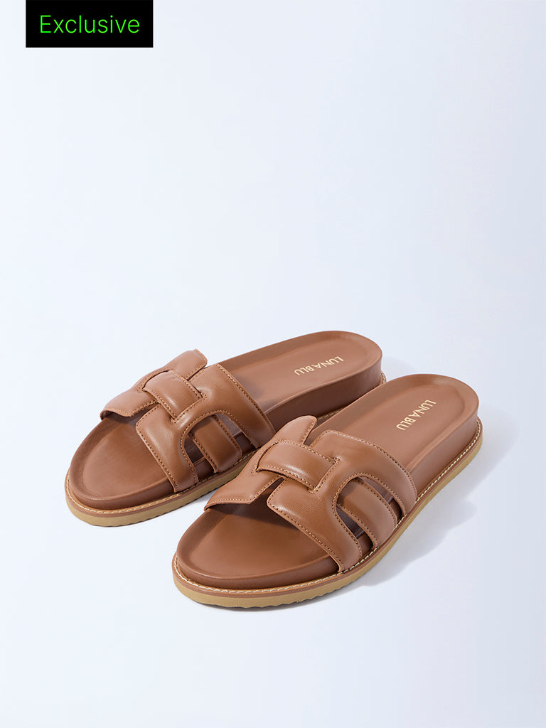 LUNA BLU Tan Multi-Strap Comfort Sandals - Exclusive