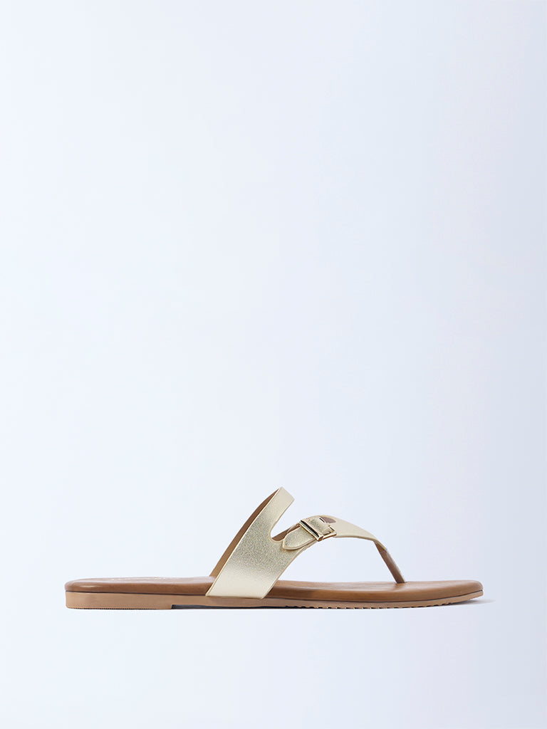 LUNA BLU Gold Thong-Strap Sandals - Exclusive