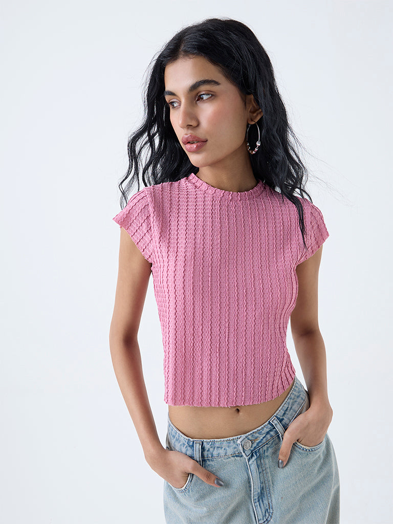 Nuon Dusty Pink Textured Top