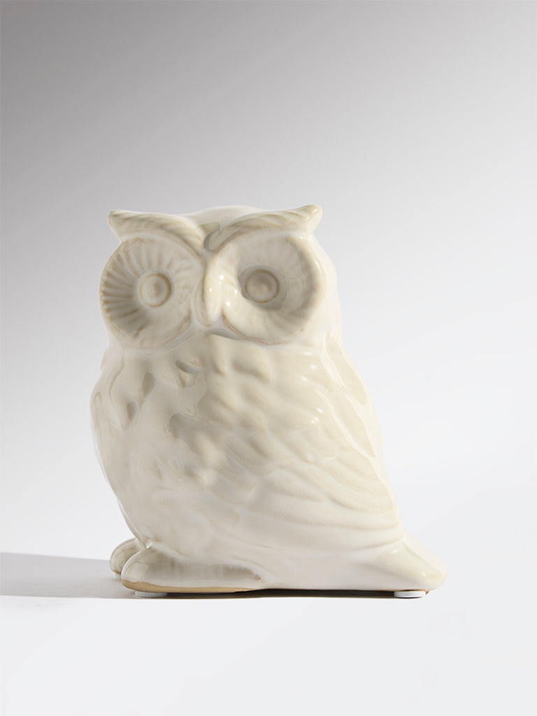 Westside Home Off-White Ceramic Owl Decorative Object