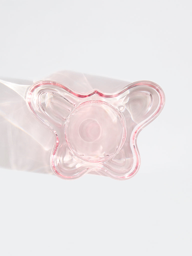 Westside Home Pink Glass Butterfly Tealight Candle Holder