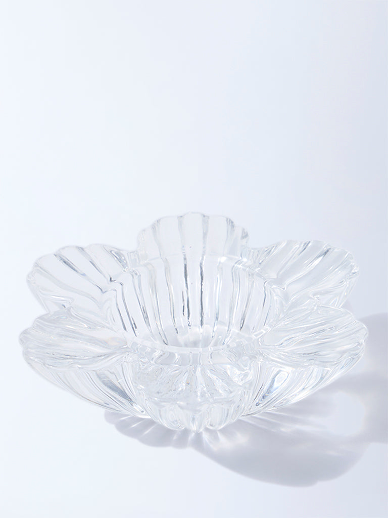 Westside Home Clear Glass Flower Tealight Candle Holder