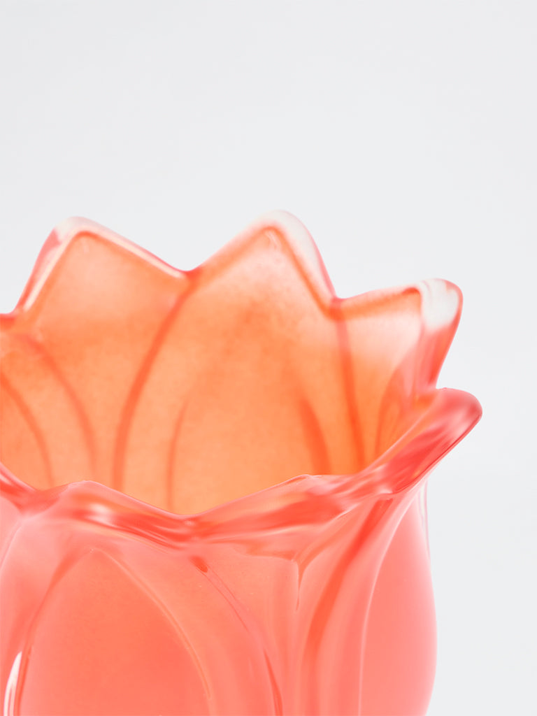 Westside Home Coral Glass Lotus Tealight Candle Holder