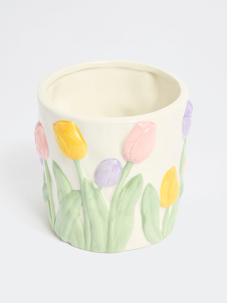 Westside Home White Ceramic Flower Pot