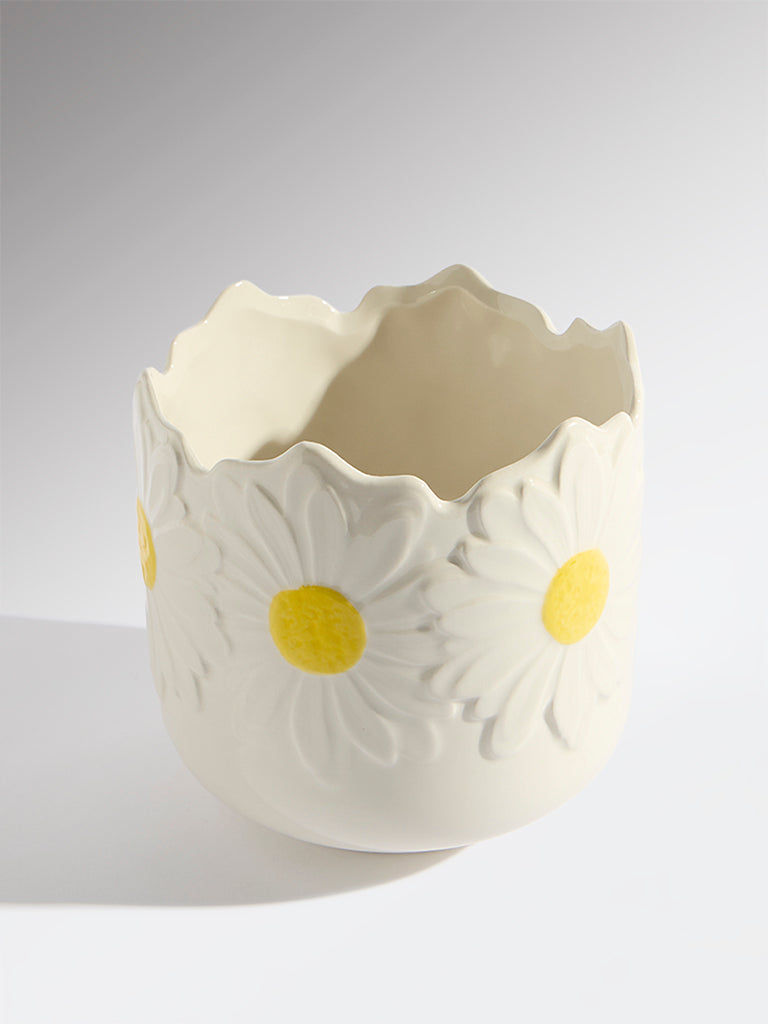 Westside Home White Sunflower Pot - Large