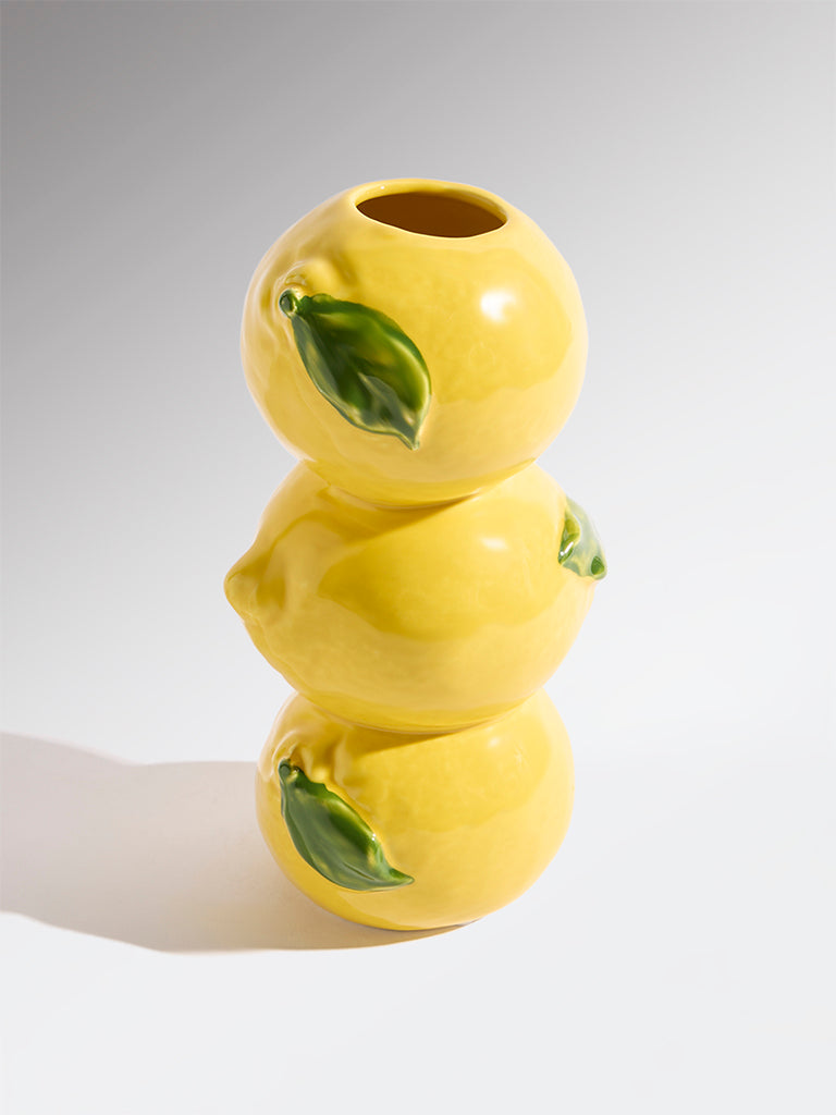 Westside Home Yellow Lemon-Shaped Ceramic Vase