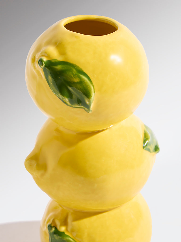 Westside Home Yellow Lemon-Shaped Ceramic Vase