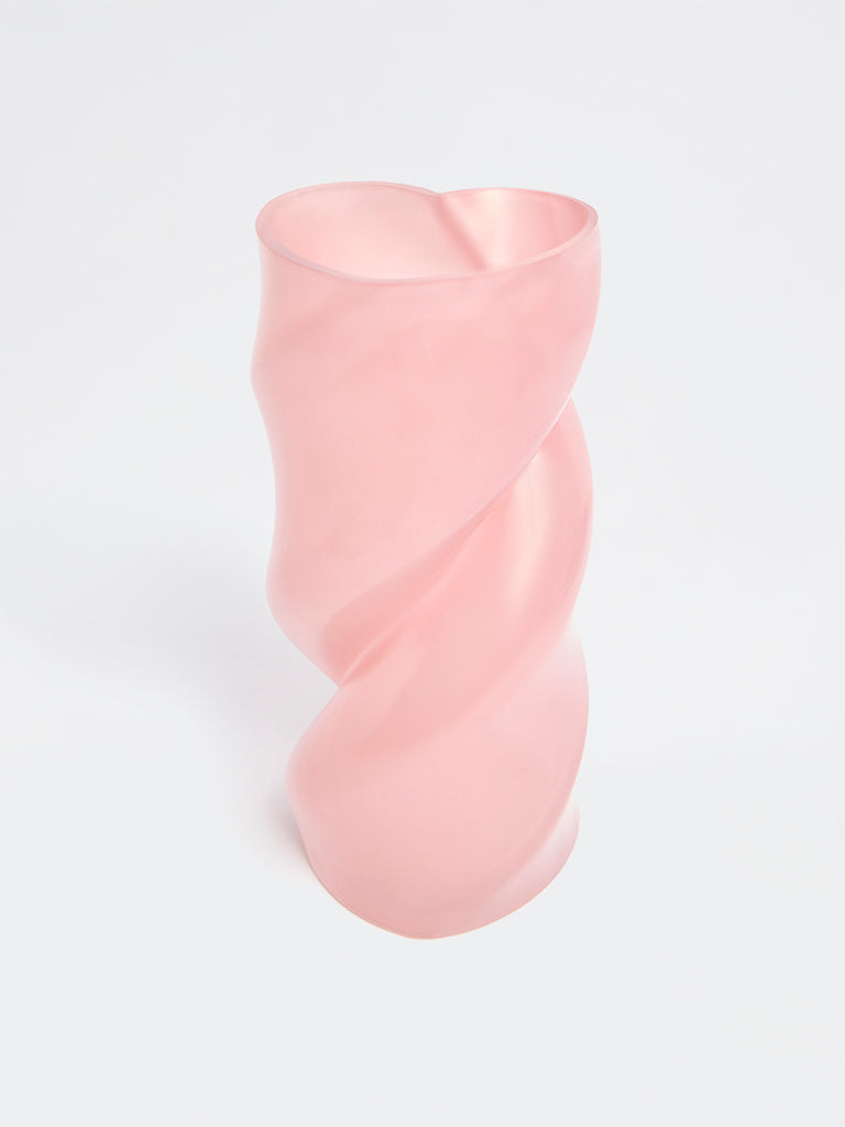Westside Home Pink Heart Shape Glass Vase