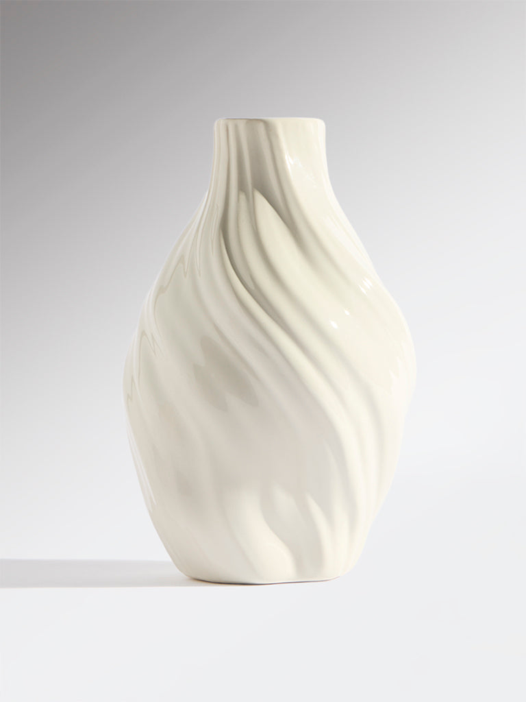 Westside Home Cream Ceramic Twist Vase