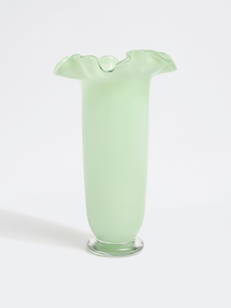 Westside Home Green Frill Glass Vase