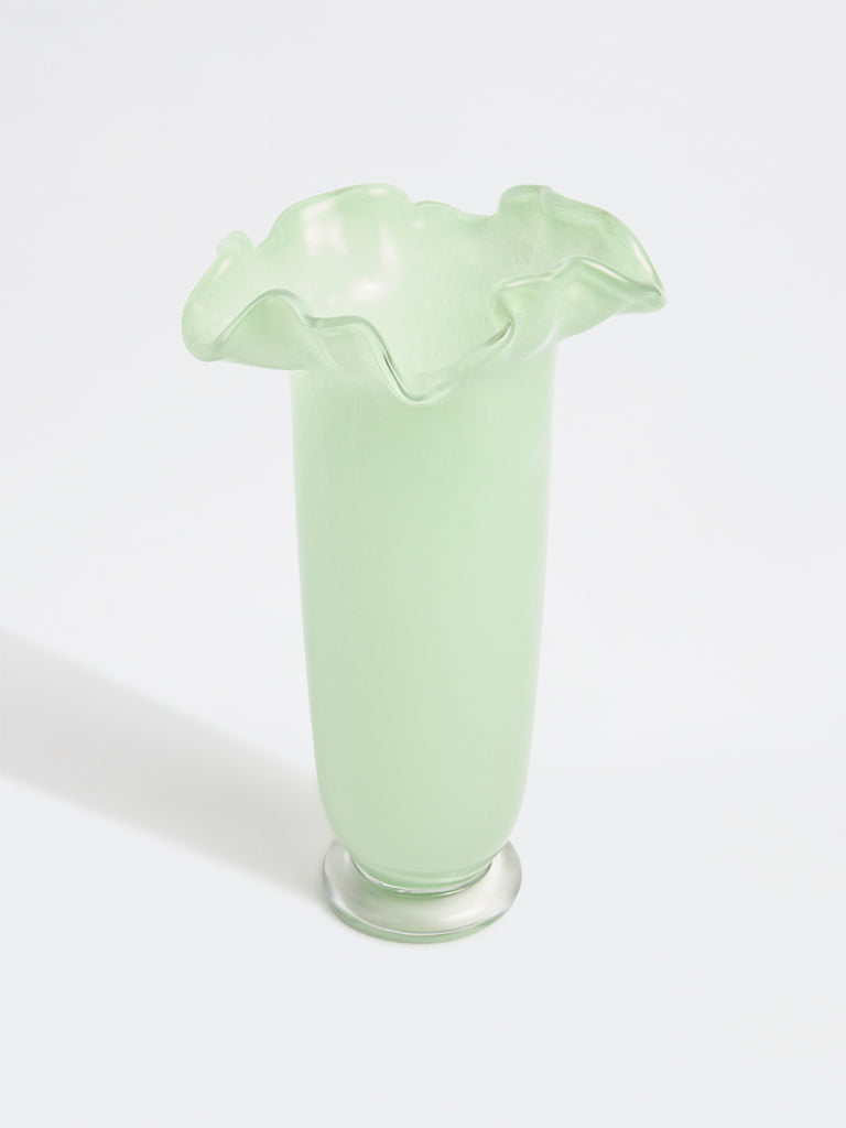 Westside Home Green Frill Glass Vase