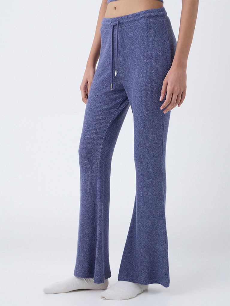 Superstar Dusty Blue Ribbed High-Rise Bootcut Pants