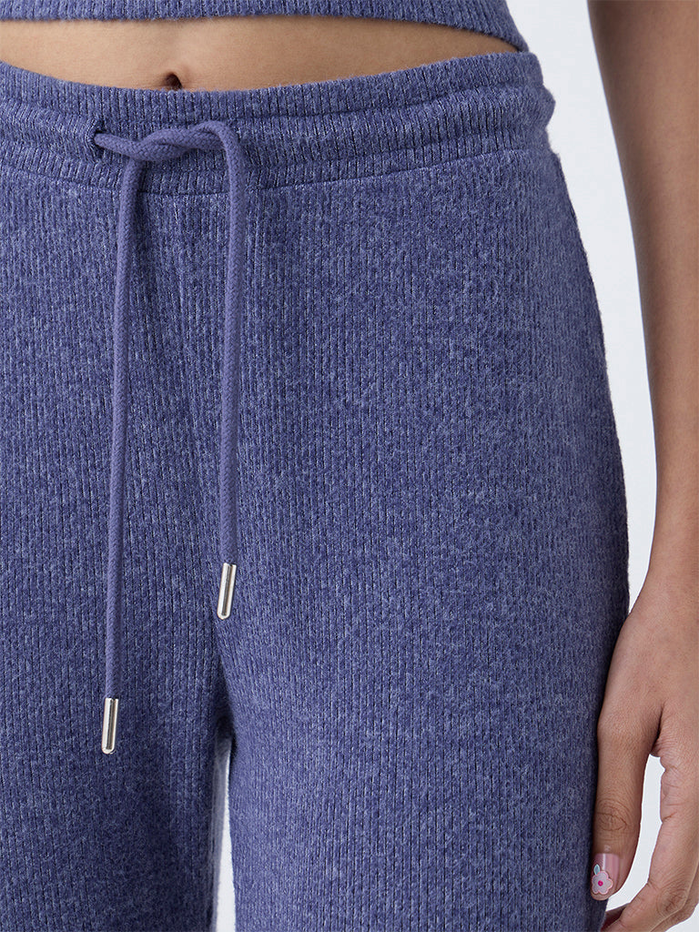 Superstar Dusty Blue Ribbed High-Rise Bootcut Pants
