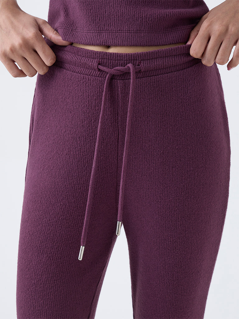 Superstar Burgundy Ribbed High-Rise Bootcut Pants