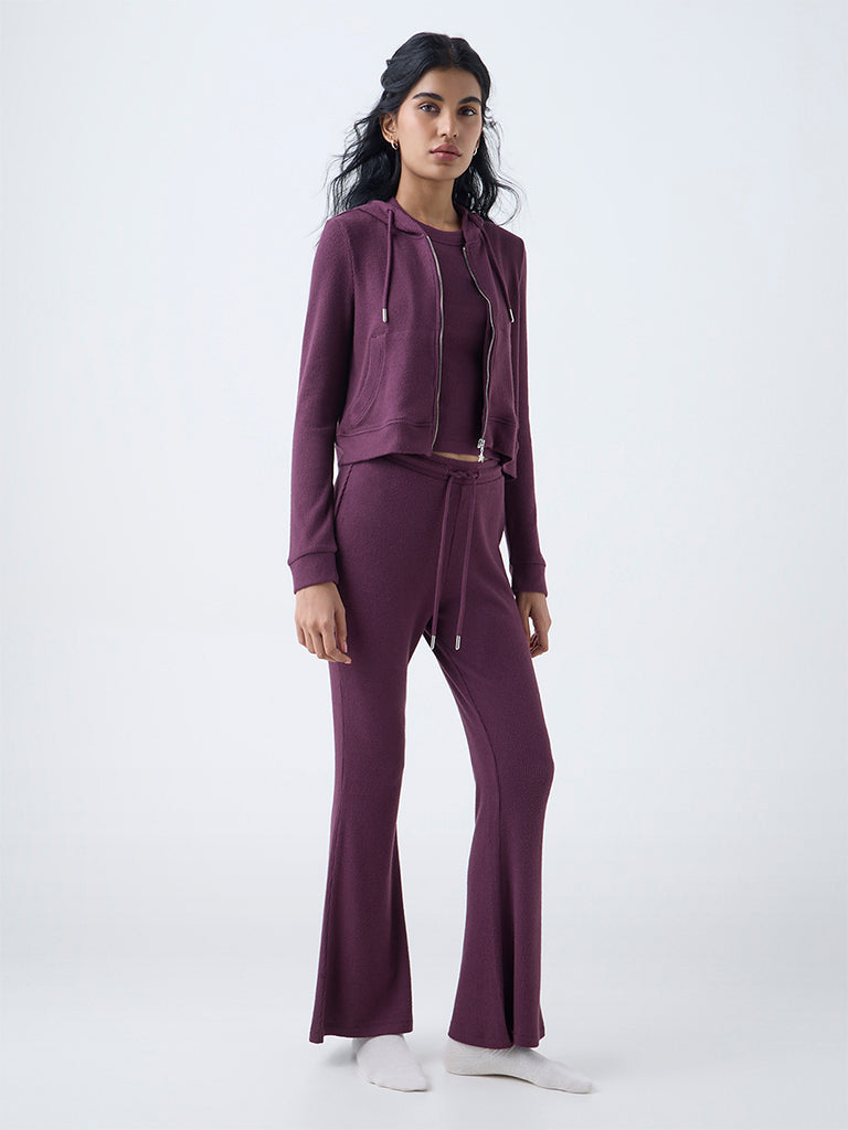 Superstar Burgundy Ribbed-Textured Jacket