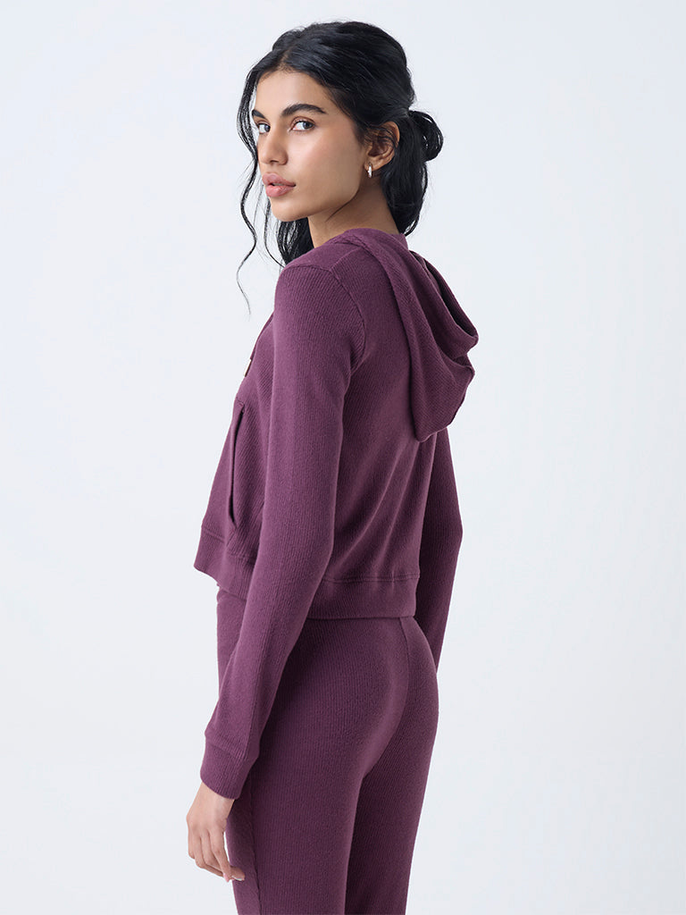 Superstar Burgundy Ribbed-Textured Jacket