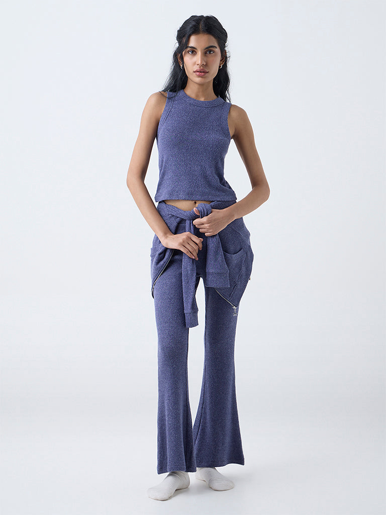 Superstar Dusty Blue Ribbed-Textured Tank Top