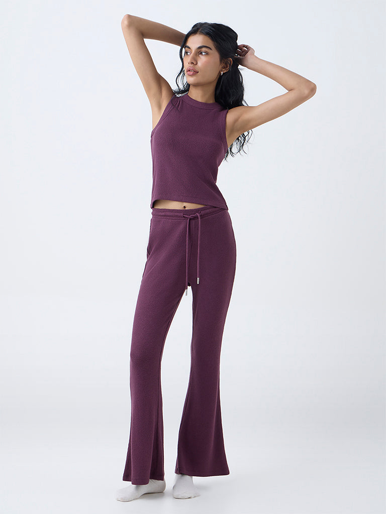 Superstar Burgundy Ribbed-Textured Tank Top