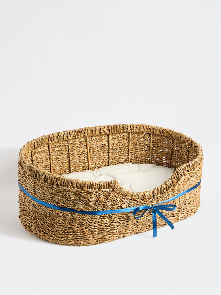 Westside Home Brown Woven Pet Bed with Pillow
