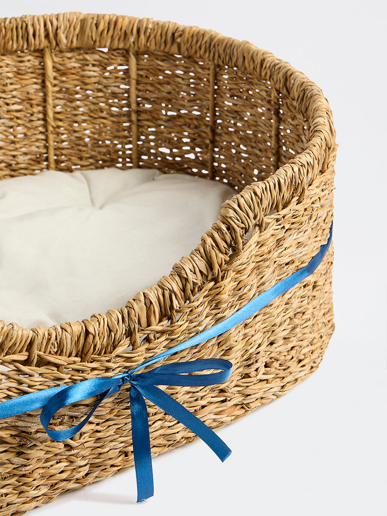 Westside Home Brown Woven Pet Bed with Pillow