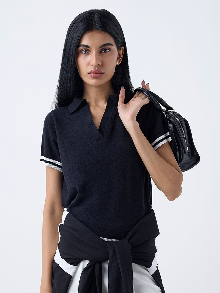 Studiofit Black Ribbed T-Shirt