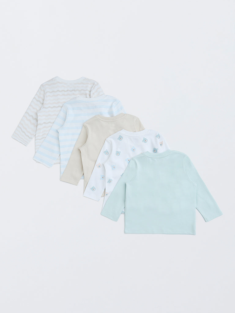 HOP Baby Multicolour Printed Cotton T-Shirts - Pack of 5