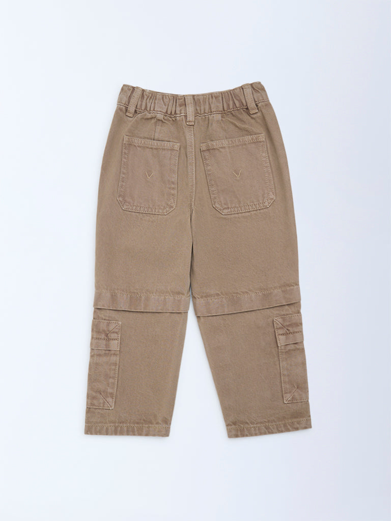 HOP Kids Boys Brown Relaxed-Fit Mid-Rise Jeans