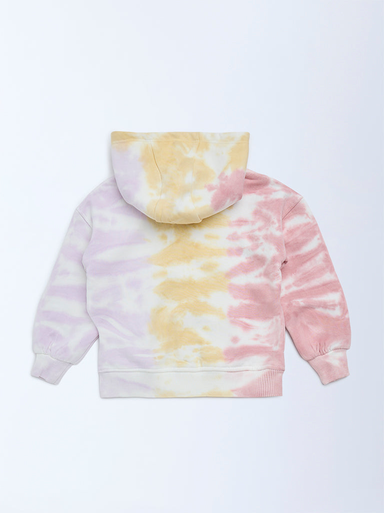 HOP Kids Girls Multicolour Tie-Dye Print Cotton-Blend Sweatshirt