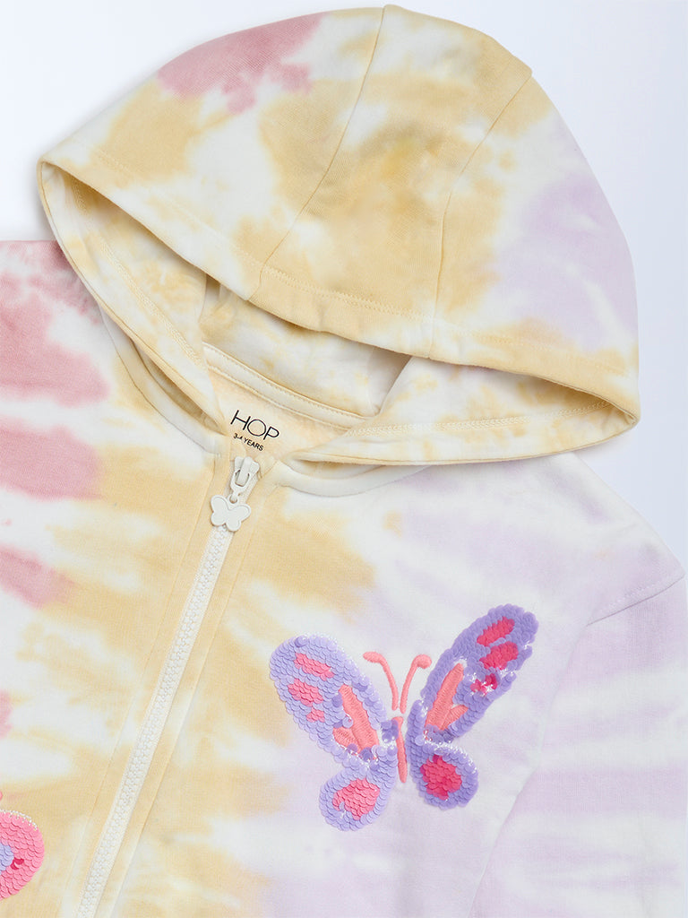 HOP Kids Girls Multicolour Tie-Dye Print Cotton-Blend Sweatshirt