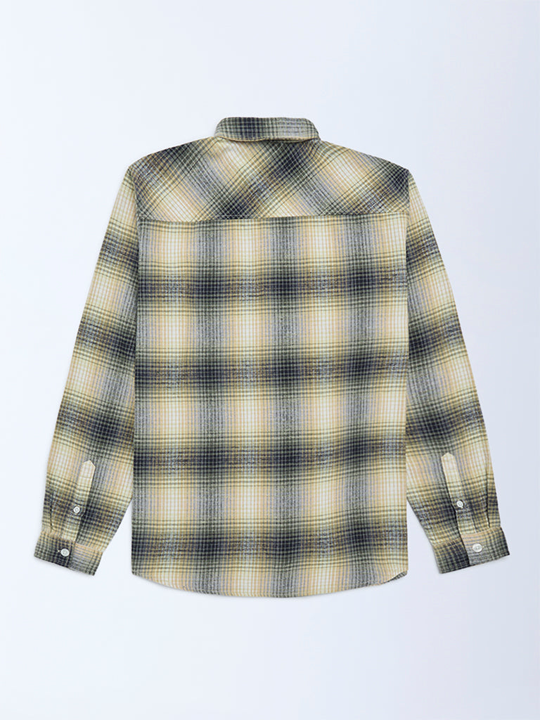 Boys Yellow Checks Detailed Cotton Shirt