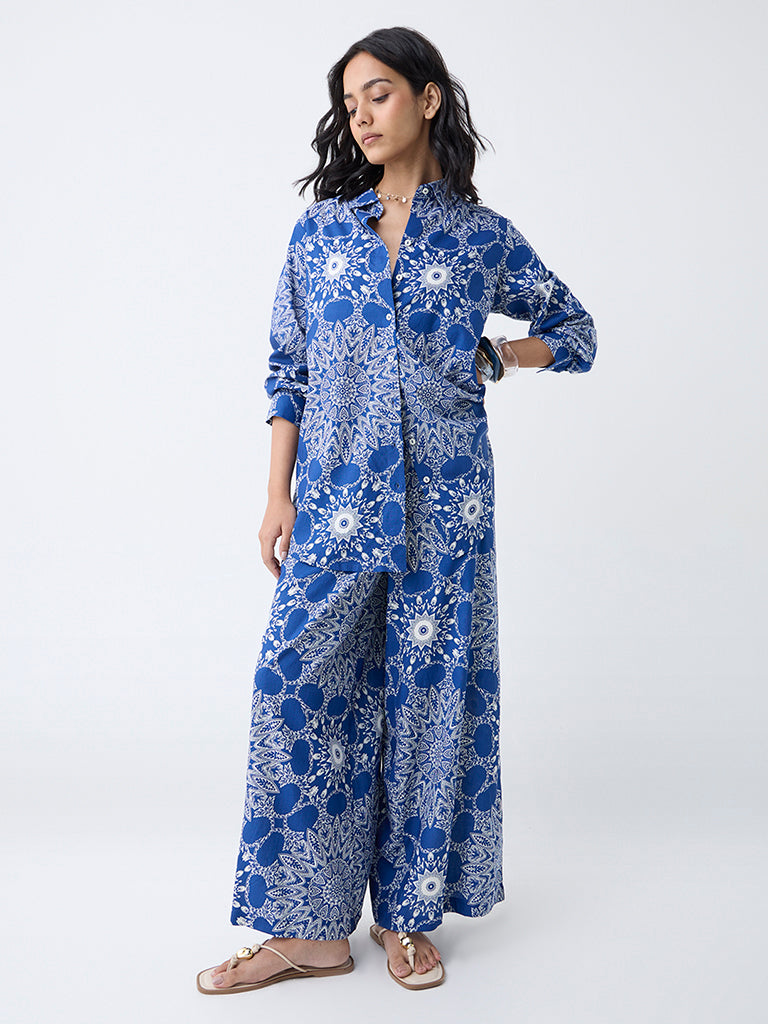 Utsa Blue Mandala-Inspired Tunic