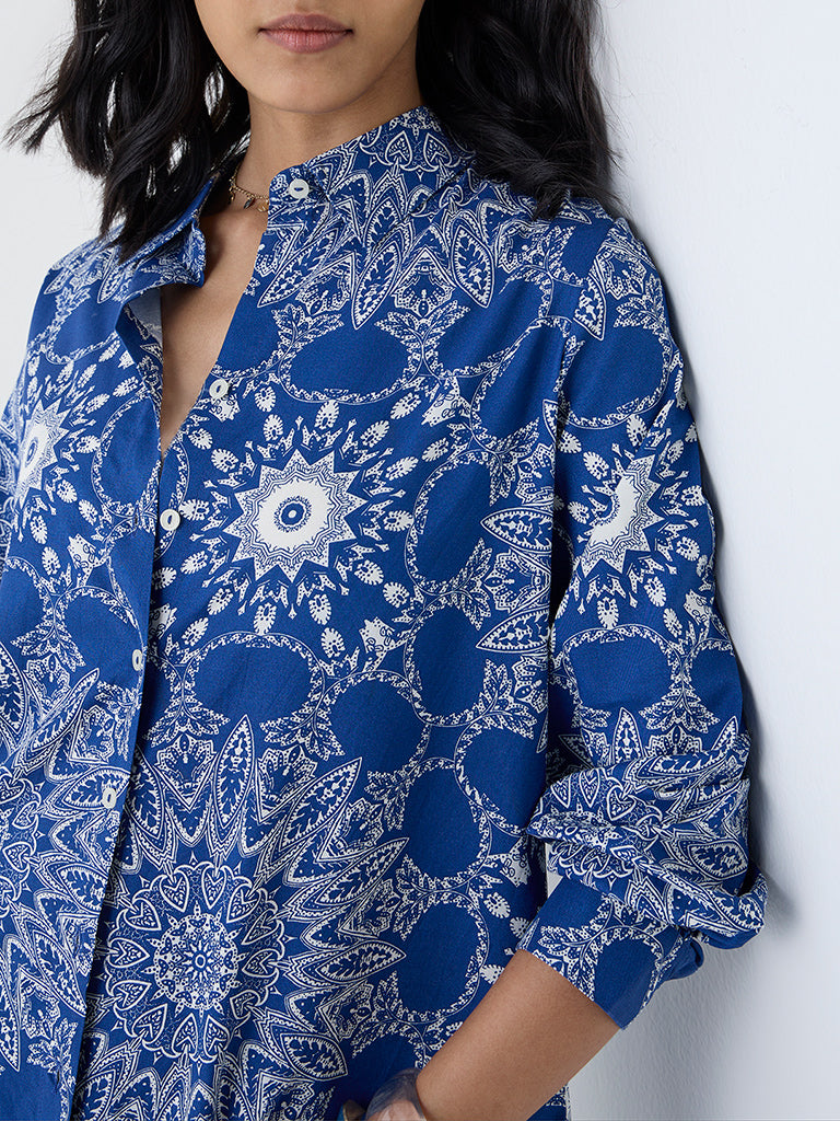 Utsa Blue Mandala-Inspired Tunic
