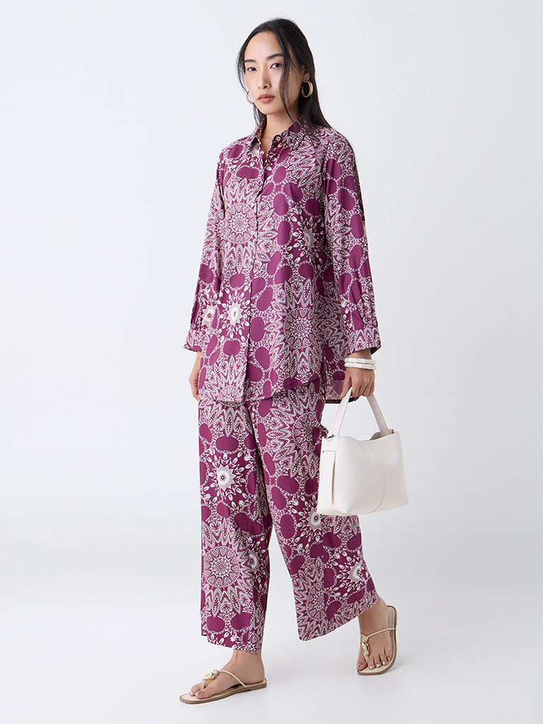 Utsa Plum Printed Tunic