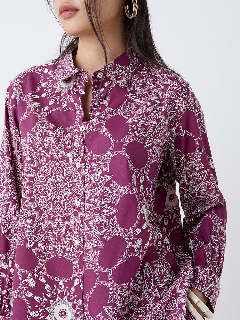 Utsa Plum Printed Tunic