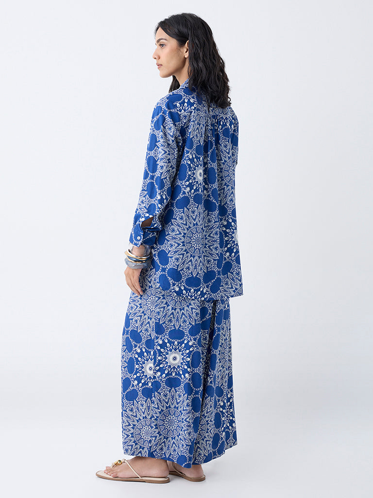 Utsa Blue Mandala-Inspired Palazzos