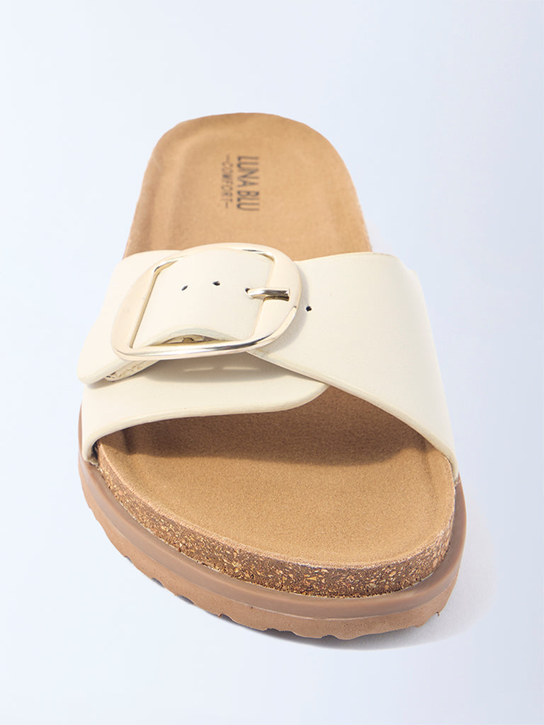 LUNA BLU Ivory Buckle-Detailed Comfort Sandals - Exclusive