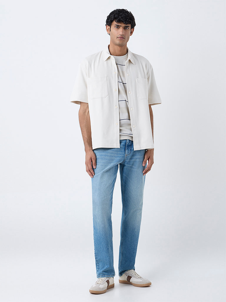 WES Casuals Off-White Relaxed-Fit Shirt