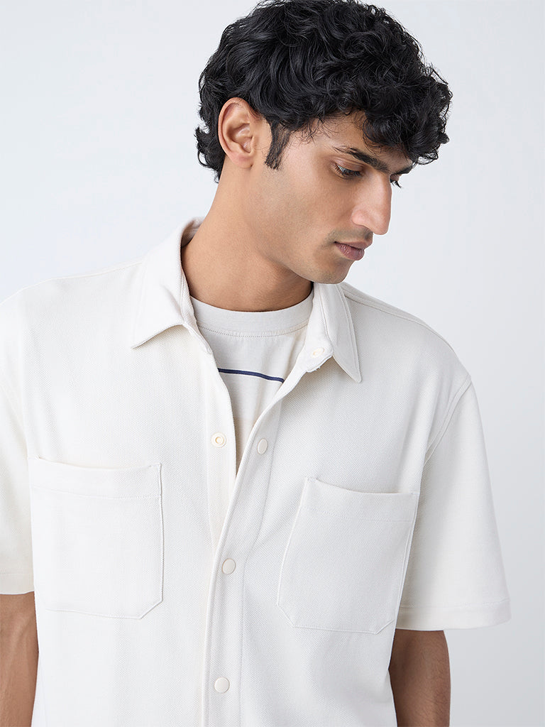 WES Casuals Off-White Relaxed-Fit Shirt