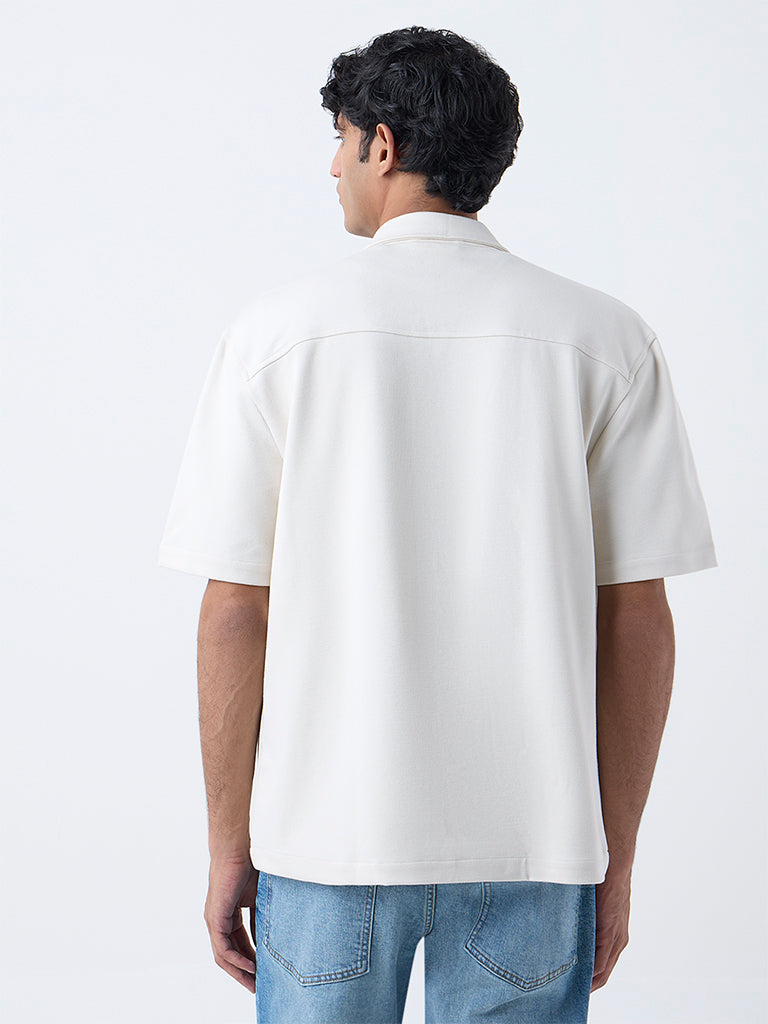 WES Casuals Off-White Relaxed-Fit Shirt
