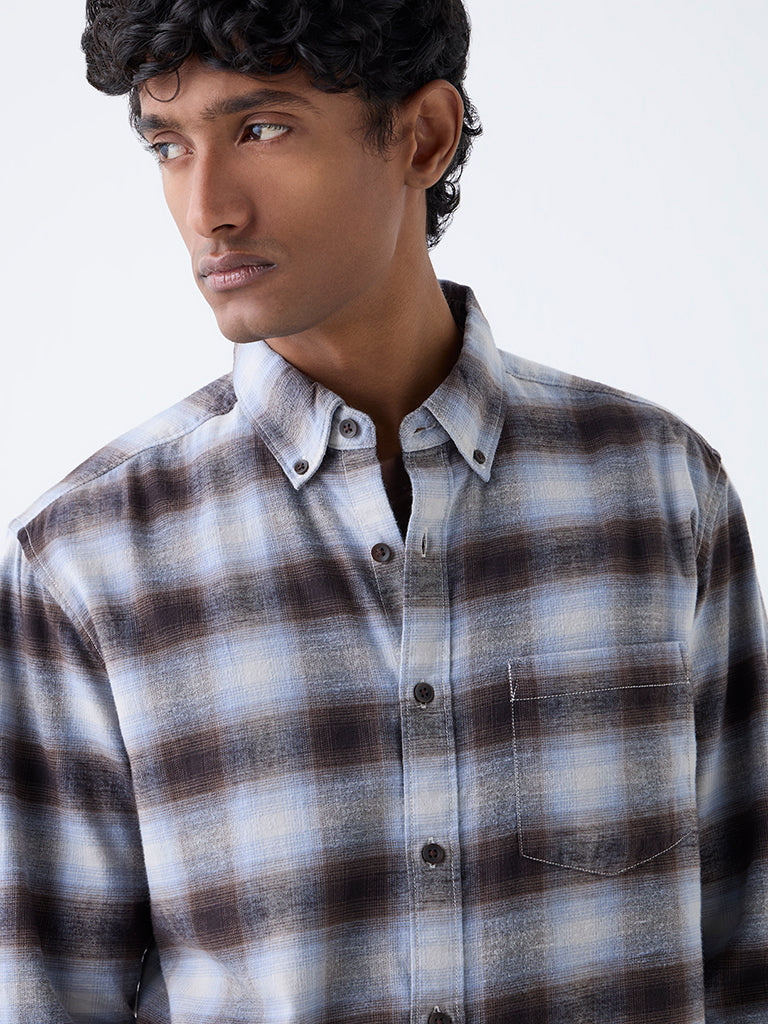 WES Casuals Multicolour Checks Relaxed-Fit Cotton Shirt
