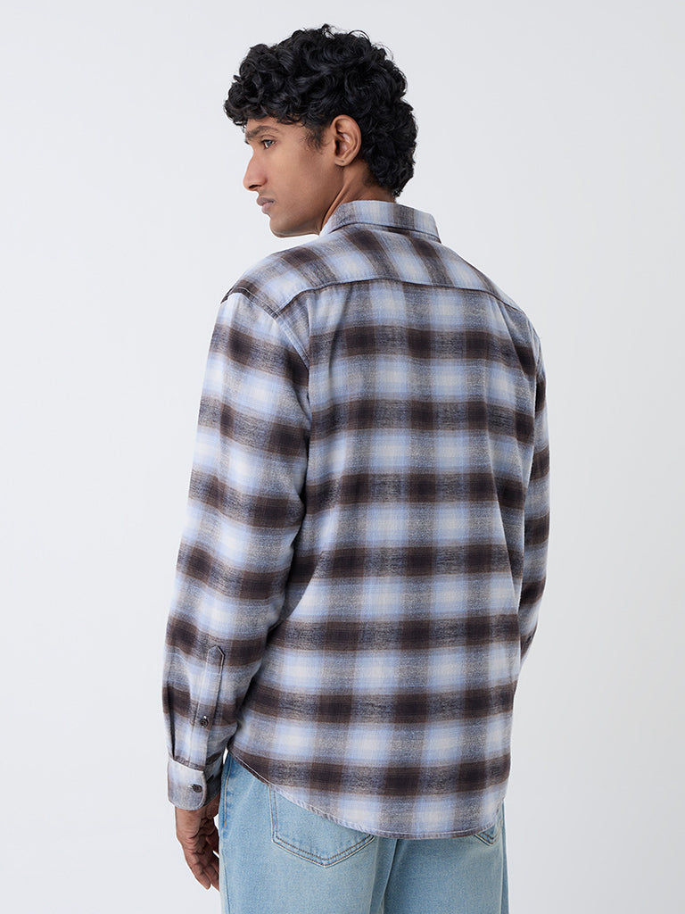 WES Casuals Multicolour Checks Relaxed-Fit Cotton Shirt