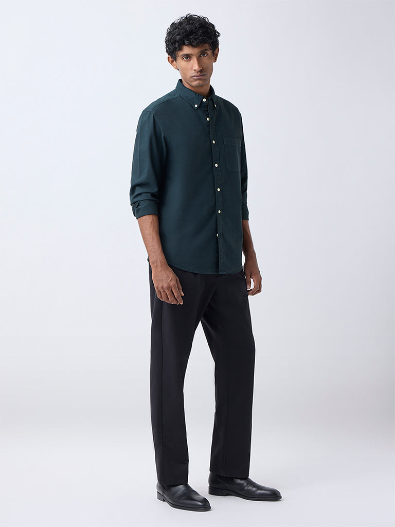 Buy WES Casuals Dark Green Relaxed-Fit Cotton Shirt from Westside